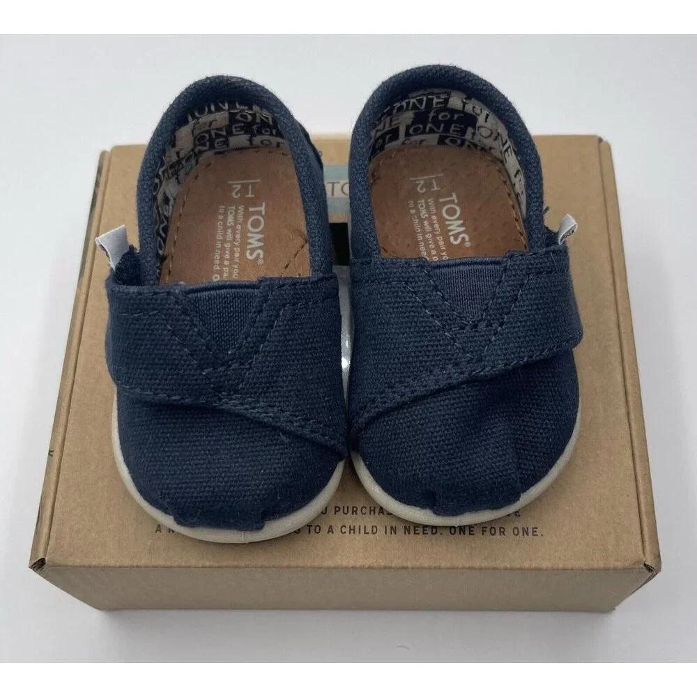 TOMS CRIB ALPARGATA Shoes Size 2 Baby Girls Boys‎ Blue